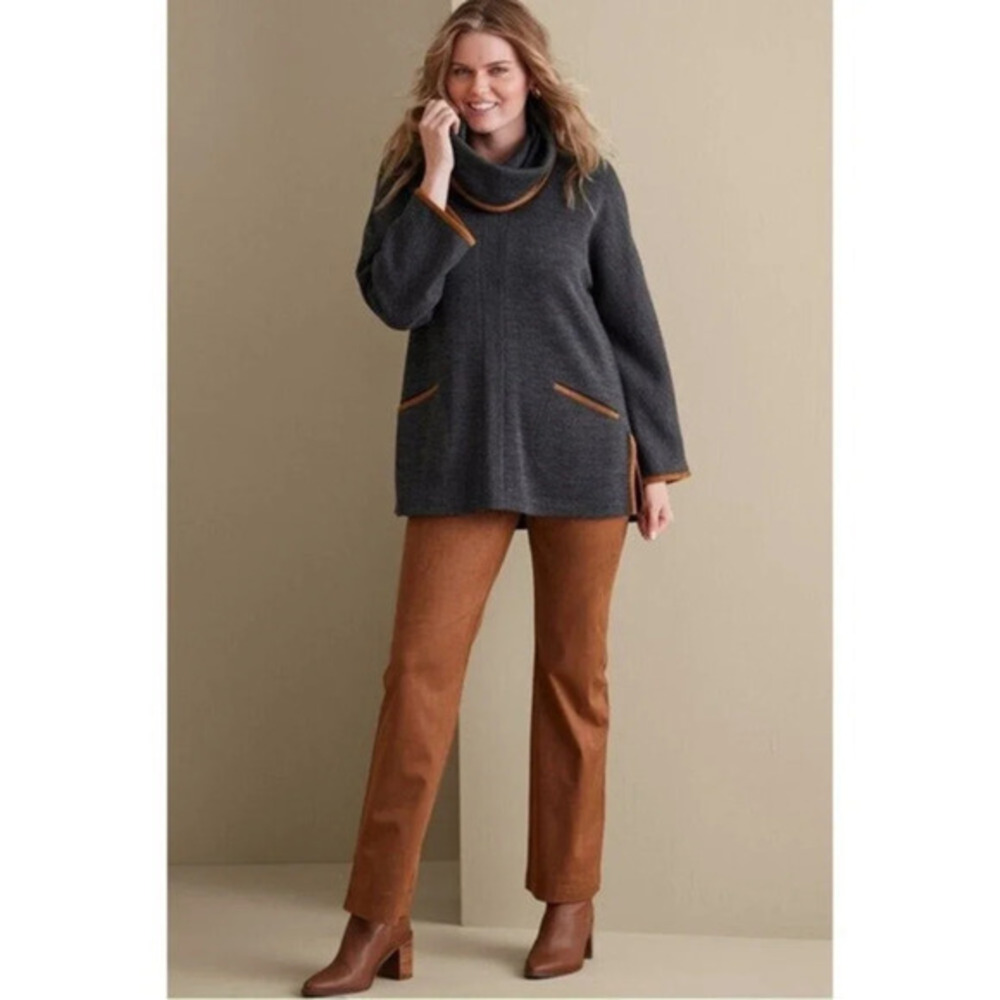 Soft Surroundings Hanna Convertible Tunic Wool‎ Blend S Gray Removable Cowlneck